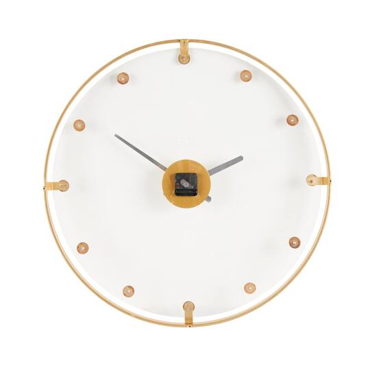 27.5" Gold Metal Decorative Wall Clock with Acrylic Face & Ball Accents